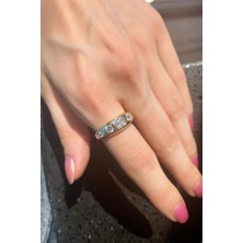 Spossy Silver Jewelry Geometrik Taşlı Yüzük