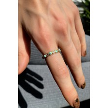 Spossy Silver Jewelry Turkuaz Mineli Tam Tur Taşlı Yüzük
