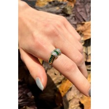 Spossy Silver Jewelry Baget Taşlı Silindir Tasarım Yüzük