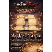 Tegin Mat Designer Of Cars Volkswagen Polo 2017-2023 Highline Bej 3D Havuzlu Paspas