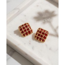 Uretti - Nerman 4053 7627 Örgü Detaylı Gold Küpe