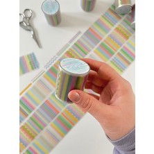 Kağıt Gemi Pastel Renkli Çizgi ve Şerit Desen 2m 492 Adet Tek Tek Çıkartmalı Sticker Washi Bant/etiket/çıkartma