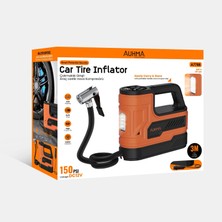 Al-Net Hava Pompası 3metre Çakmaklık Kablolu, 150PSI Basınçlı LCD Göstergeli, Lastik Hava Kompresörü