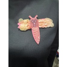 Gönülden Tasarım Taş Boncuk Işleme Pembe Arı Arma Dikiş Aksesuarı 15X12 cm