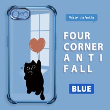 Ucuc iPhone 7/8/se 2020 2022 Uyumlu Şeffaf Dört Köşe Kaplama Parlak Kenar Silikon Kılıf