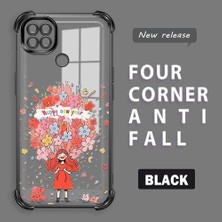 Ucuc Redmi 10A Uyumlu Şeffaf Dört Köşe Kaplama Parlak Kenar Silikon Kılıf