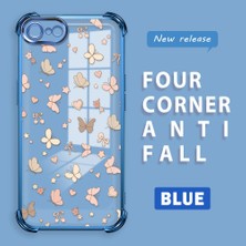 Ucuc iPhone 7/8/se 2020 2022 Uyumlu Şeffaf Dört Köşe Kaplama Parlak Kenar Silikon Kılıf