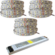Amber LED 3 Dirençli Double PCB Yeni Nesil Şerit LED 15 Metre Beyaz + 16.5 Amper 200 Watt LED Trafo