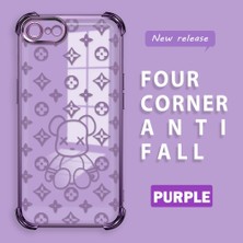 Ucuc iPhone 7/8/se 2020 2022 Uyumlu Şeffaf Dört Köşe Kaplama Parlak Kenar Silikon Kılıf