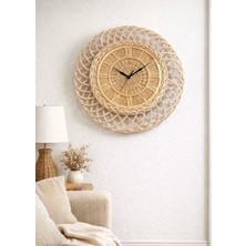 Natural Dekor Bohem Dekoratif Duvar Saati | El Yapımı Hasır Bali Tarzı | Salon & Oturma Odası