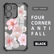 Ucuc Poco C65 Uyumlu Şeffaf Dört Köşe Kaplama Parlak Kenar Silikon Kılıf