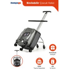 Zampago Led Işıklı Göz Desenli Çocuk Valizi – Binilebilir, Düşme Engelleyici - 10.000 mAh Powerbank Hediyeli