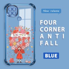 Ucuc Redmi 10A Uyumlu Şeffaf Dört Köşe Kaplama Parlak Kenar Silikon Kılıf