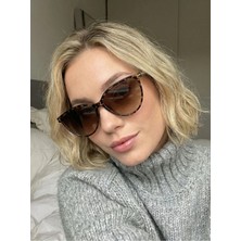 Funeyes River Leopar Cat Eye T Aksesuarlı Gold Detay Kedi Güneş Gözlüğü Popüler Model