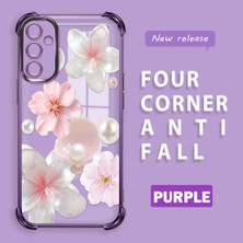 Ucuc Samsung Galaxy A14 Uyumlu Şeffaf Dört Köşe Kaplama Parlak Kenar Silikon Kılıf