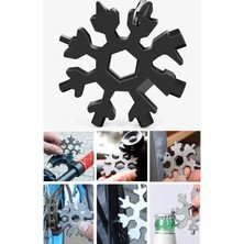 Moonshop Çok Amaçlı Alyan Tornavida Takımı Çelik Taşınabilir Kar Tanesi Anahtarlık Konserve Şişe Açıcı