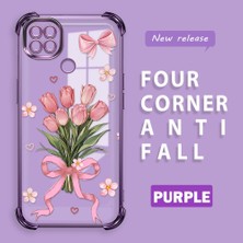 Ucuc Redmi 9c Uyumlu Şeffaf Dört Köşe Kaplama Parlak Kenar Silikon Kılıf