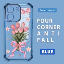 Ucuc Poco C65 Uyumlu Şeffaf Dört Köşe Kaplama Parlak Kenar Silikon Kılıf