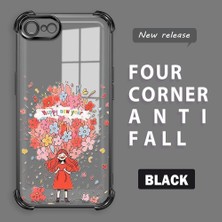 Ucuc iPhone 7/8/se 2020 2022 Uyumlu Şeffaf Dört Köşe Kaplama Parlak Kenar Silikon Kılıf