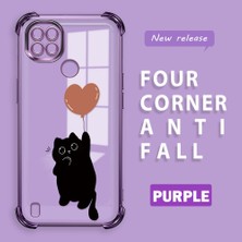 Ucuc Realme C21 Uyumlu Şeffaf Dört Köşe Kaplama Parlak Kenar Silikon Kılıf