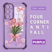 Ucuc Samsung Galaxy A55 Uyumlu Şeffaf Dört Köşe Kaplama Parlak Kenar Silikon Kılıf