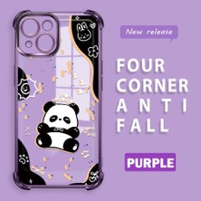 Ucuc iPhone 15 Uyumlu Şeffaf Dört Köşe Kaplama Parlak Kenar Silikon Kılıf