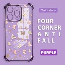 Ucuc iPhone 14 Pro Uyumlu Şeffaf Dört Köşe Kaplama Parlak Kenar Silikon Kılıf