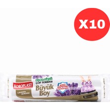 Koroplast Lavanta Kokulu Büyük Boy Büzgülü Çöp Poşeti 10'lu 65X70 Cm, Sızdırmaz, Dayanıklı X10