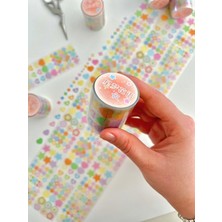 Kağıt Gemi Pastel Renkli Yıldız Kalp Çiçek 2m 1032 Adet Tek Tek Çıkartmalı Sticker Washi Bant/etiket/çıkartma