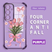 Ucuc Samsung Galaxy S24 Plus Uyumlu Şeffaf Dört Köşe Kaplama Parlak Kenar Silikon Kılıf