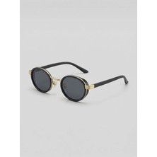 Funeyes Max Siyah Gold Oval Metal Elips Küçük Yüzler Için Güneş Gözlüğü Premium Seri
