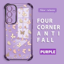 Ucuc Samsung Galaxy A55 Uyumlu Şeffaf Dört Köşe Kaplama Parlak Kenar Silikon Kılıf