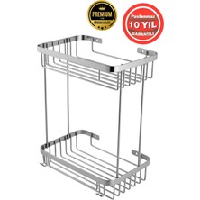 Banyom Home Krom Paslanmaz Çelik SUS304 Kalite Taci 2'li Şampuanlık Banyo Rafı