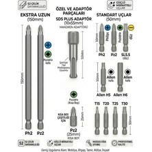 Master 13 Parça Mıknatıslı S2 Bits Uç Seti: Sds Adaptör, 150MM Uzun Yıldız, Torx, Alyan