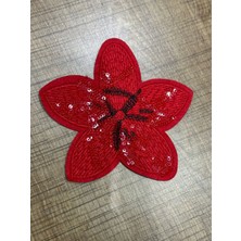 Gönülden Tasarım Ütü Ile Yapışan Kırmızı Çiçek Arma Dikiş Aplike 13X12 cm