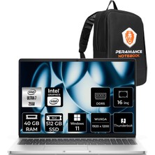 Dell Pro 16 Intel Core Ultra 7 255U 40GB 512GB SSD 16" Fhd+ W11H Taşınabilir Bilgisayar & Per4 Çanta BTO107PC16250P372