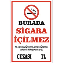 Kent Uyarı Levhaları/burada Sigara Içilmez Levhası -Kanun Maddeli -Silinebilir Ceza Alanlı