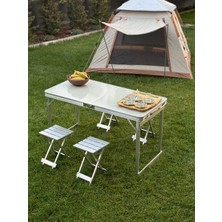 MODULBOX KATLANABİLİR, AYARLANABİLİR ALÜMİNYUM 60X120, 4 TABURE, KAMP MASA TAKIMI, PİKNİK MASA TAKIMI