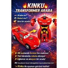 Toys Şimşek Mcqueen Tek Tuşla Robota Dönüşebilen Oyuncak Araba 14 cm Plastik Erkek Çocuk İçin