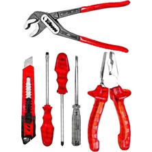 Moonshop Pense Kontrol Kalemi Düz Tornavida Yıldız Tornavida Fort Pense+Falçata Takım Seti.