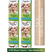 Palette Kalıcı Doğal Renkler 12-1 Küllü Buzul Sarısı Saç Boyası 4'lü Paket