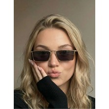 Funeyes Lucien Dikdörtgen Metal Siyah Güneş Gözlüğü Unisex Trend Gözlük