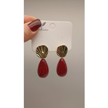 Tılsım Accesories Akrilik Küpe Bordo-Gold