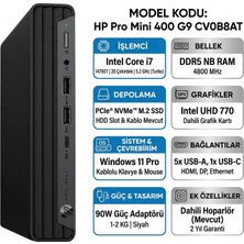 Hp Pro Mini 400 G9 Intel Core I7-14700T 40GB 512GB SSD Windows 11 Pro Mini Pc CV0B8AT 003