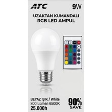 Atc LED Lamba Kumandalı Ambiyans Aydınlatma 800 Lümen Tasarruflu Renk Değiştiren LED Işık