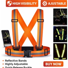 Vi Caro Reflektörlü Güvenlik Yeleği Ayarlanabilir Gece Görünürlük Motor Bisiklet Koşu Trafik Yeleği