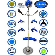 Eisenn German Kraftex-12 9600 Seri Yan Tipi Benzinli Ot Çalı Çim Biçme Tırpanı+12 Pcs Tam Set Hali Yıkamalı