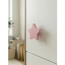 Baylin 3D 3 Adet Yıldız Görünümlü Dolap Kulpu - Çocuk Odası Modern, Şık ve Dayanıklı  Pembe