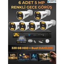 Vartek Bilişim 6 Kameralı Güvenlik Kamerası Seti, 320GB HDD Gece Renkli Full Hd -Uzaktan Izleme Tak Çalıştır Sistem