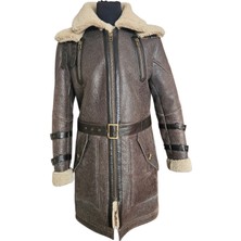 Asus Deri - Erkek Koyu Kahverengi Hakiki Koyun Kürkü Kaban - Cooper